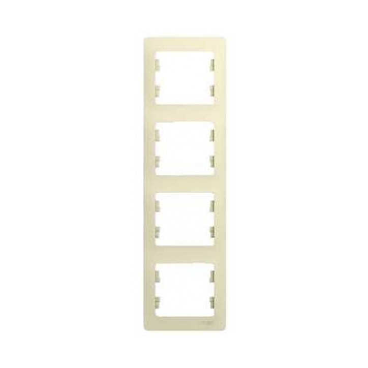 GLOSSA Рамка 4 поста вертикальная бежевая
