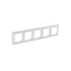BASIC 55 Рамка 5 постов с декоративной вставкой белая