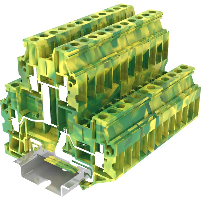 Клемма TU 2-уровневая земля, винтовая, сечение 4 мм. кв., желто-зеленая