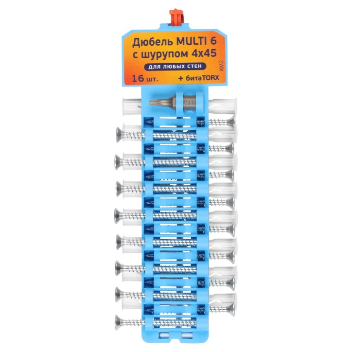 Набор дюбель Multi 6 + шуруп 4*45 (16 шт.)