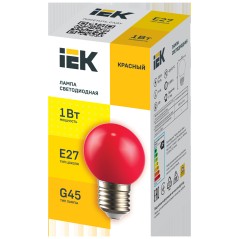 LIGHTING Лампа светодиодная декоративная G45 шар 1Вт 230В красный E27 IEK