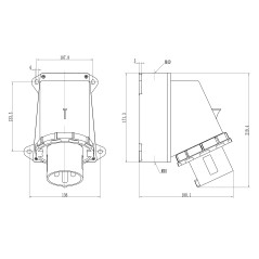 Вилка настенная IP67 63А 2P+E 250В