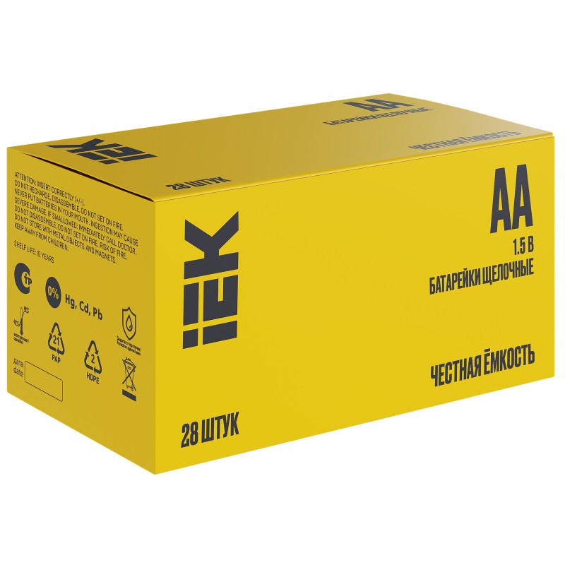 Батарейка щелочная Alkaline LR06/AA (28/бокс) IEK