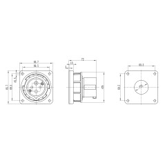 Вилка панельная прямая IP67 16А 3P+E 400В