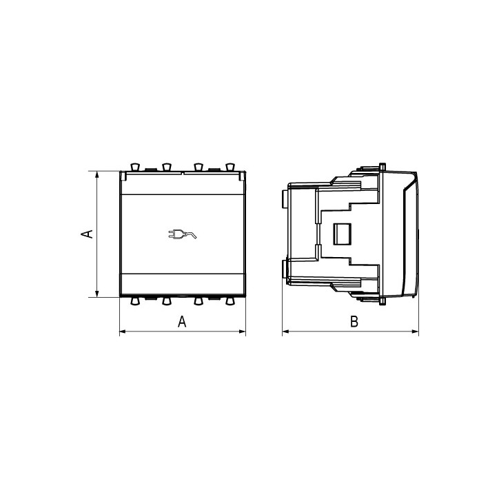 Розетка кабельная IP44 32A 2P+E 230V