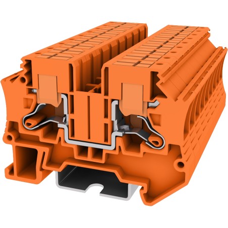 Клемма TP 1-1 проходная с боковой вводом провода .Push-in, сечение 6 мм. кв., оранжевая