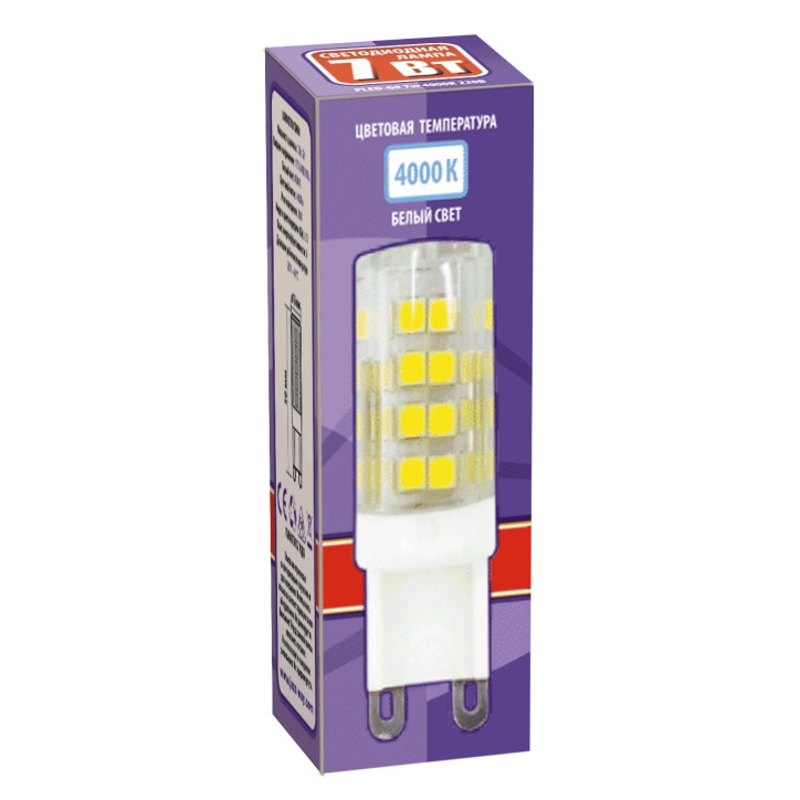 Лампа светодиодная LED 7Вт G9 400Лм 220V/50Hz белый Лампа светодиодная LED 7Вт G9 400Лм 220V/50Hz белый