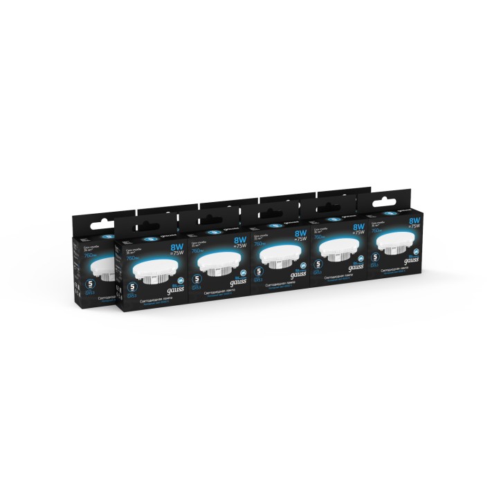 Лампа светодиодная LED 8 Вт 760 лм 6500К таблетка холодный GX53 AC 220В Black Gauss Лампа светодиодная LED 8 Вт 760 лм 6500К таблетка холодный GX53 AC 220В Black Gauss