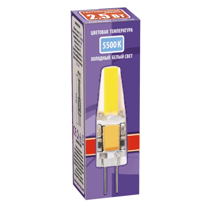 PLED-G4 COB 2.5w 200Lm 5500K 12B (силикон 10*39мм) Jazzway