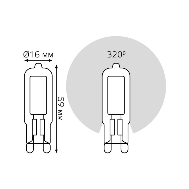 Лампа Gauss G9 AC220-240V 3.5W 240lm 3000K стекло LED 1/10/200