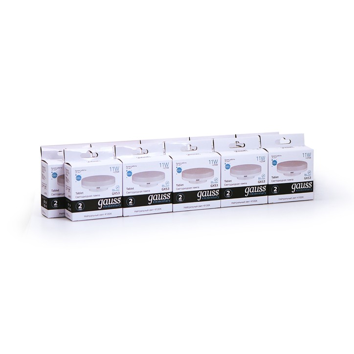 Лампа светодиодная LED 11 Вт 830 лм 4100К таблетка нейтральный GX53 AC 220В Elementary Gauss Лампа светодиодная LED 11 Вт 830 лм 4100К таблетка нейтральный GX53 AC 220В Elementary Gauss