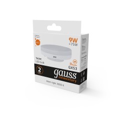 Лампа светодиодная LED 9 Вт 660 лм 3000К таблетка теплый GX53 AC 220В Elementary Gauss