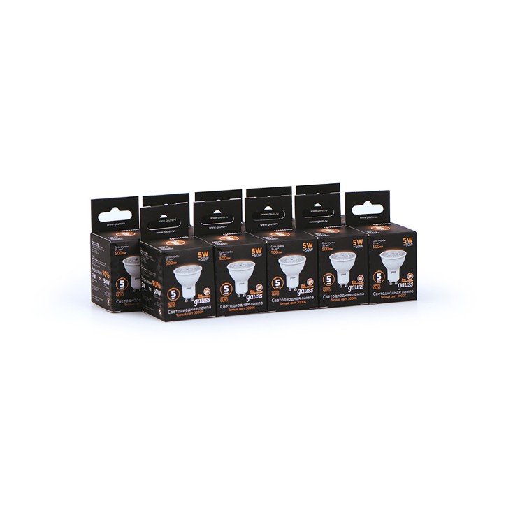 Лампа светодиодная LED 5 Вт 500 лм 3000К софит MR16 теплый GU10 AC 220В Black Gauss Лампа светодиодная LED 5 Вт 500 лм 3000К софит MR16 теплый GU10 AC 220В Black Gauss