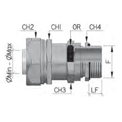 Муфта металлорукав-коробка DN 26 с уплотнением кабеля, IP68, М25х1,5, д.15 - 21мм