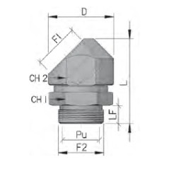 Поворотный адаптер 45? M50x1,5, IP68/IP67, никелироованная латунь