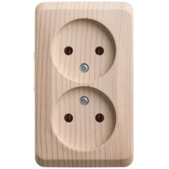 ЭТЮД Розетка двойная наружная без заземления без шторок Сосна