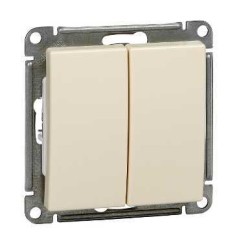 W59 Выключатель двухклавишный, 10АХ, механизм, слоновая кость