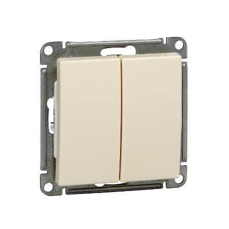 W59 Выключатель двухклавишный, 10АХ, механизм, слоновая кость