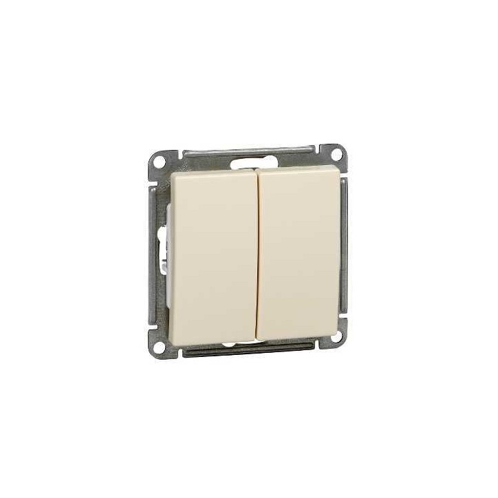 W59 Выключатель двухклавишный, 10АХ, механизм, слоновая кость