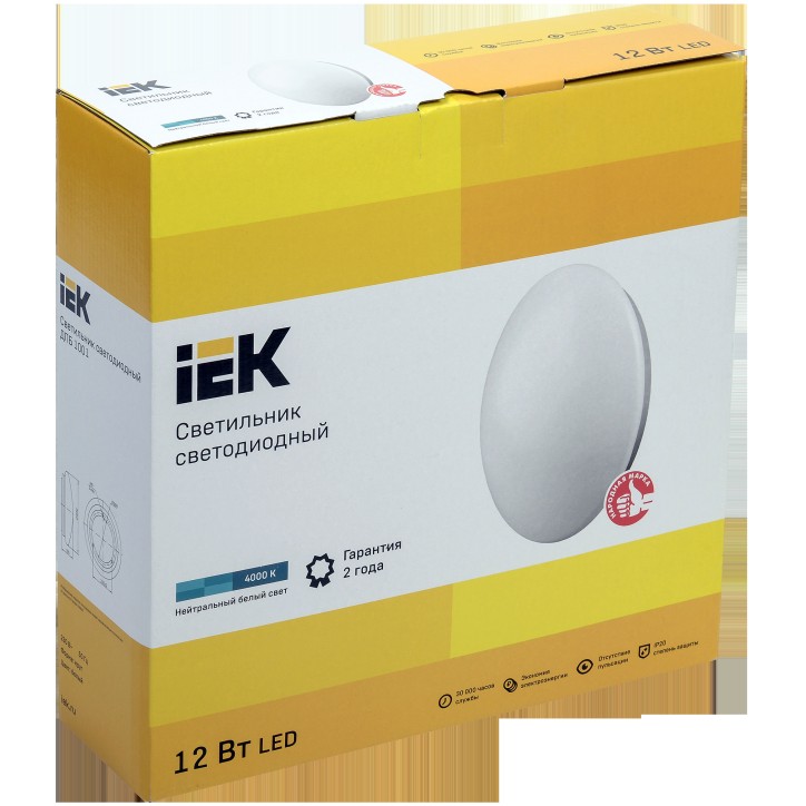 Светильник LED ДПБ 1001 12Вт IP20 4000K круг белый IEK