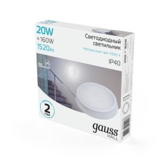 Светильник светодиодный ДБП 20 Вт 1520 лм 4000К AC 220В Белый IP40 круг D180х33мм Пластик ЖКХ HALL G