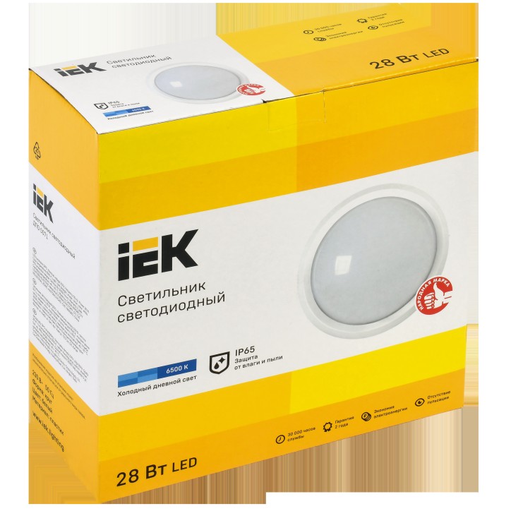 Светильник LED ДПО 5071 28Вт 6500К IP65 круг белый IEK