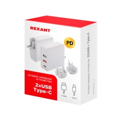 Устройство сетевое зарядное для iPhone, iPad 2xUSB+USB Type-С, переход+адап, 48W белое,