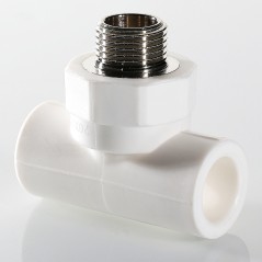 Тройник комбинированный 32x1/2' НР полипропиленовый PPR белый