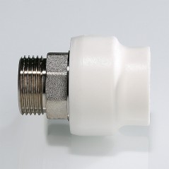 Муфта комбинированная 40x1' НР под ключ полипропиленовая PPR белая