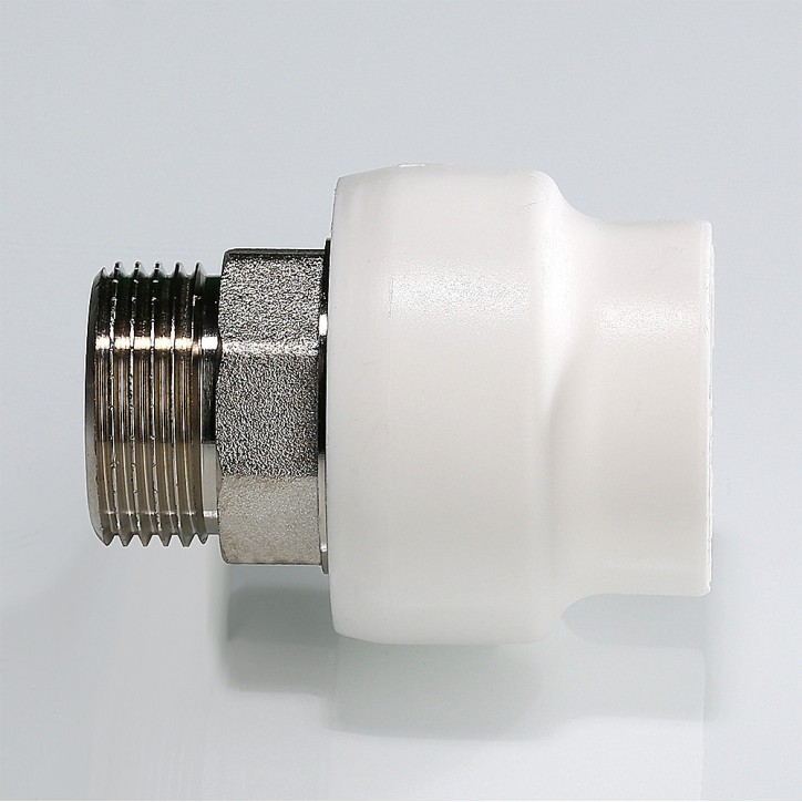 Муфта комбинированная 40x1' НР под ключ полипропиленовая PPR белая Муфта комбинированная 40x1' НР под ключ полипропиленовая PPR белая