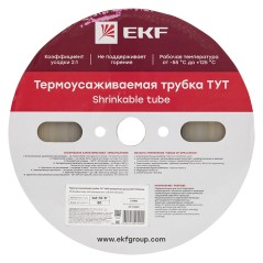 Термоусаживаемая трубка ТУТ 16/8 прозрачная рулон EKF PROxima