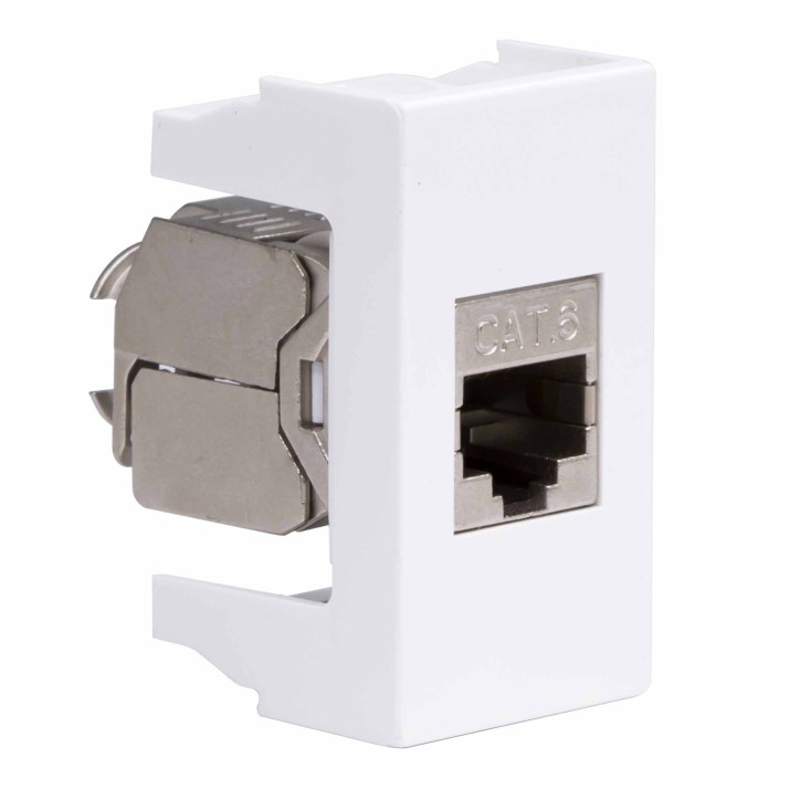 Розетка компьютерная RJ45 категория 6 экран Viva белая 1 модуль Розетка компьютерная RJ45 категория 6 экран Viva белая 1 модуль