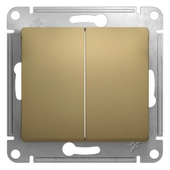 GLOSSA Выключатель двухклавишный в рамку титан сх.5