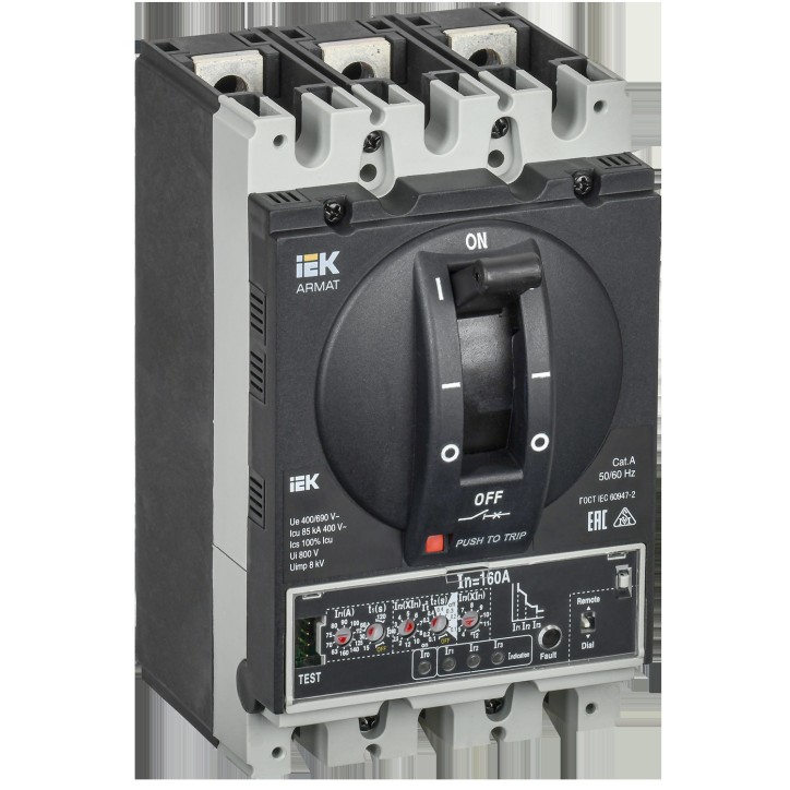 Выключатель автоматический в литом корпусе ARMAT 3P типоразмер D 85кА 160А расцепитель электронный п