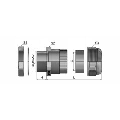 Сальник MG 25 пластик (12-15мм) IP68 серый