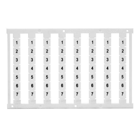 Маркировка для клемм, ширина 6 мм, узкая, для клемм Push-in, белая, от 21 до 30, вертикальная ориентация, 1 шт. - карта из 80 ма