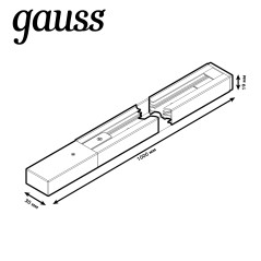 Шинопровод Gauss накладной 1м черный (с адаптером питания и заглушкой) 1/20