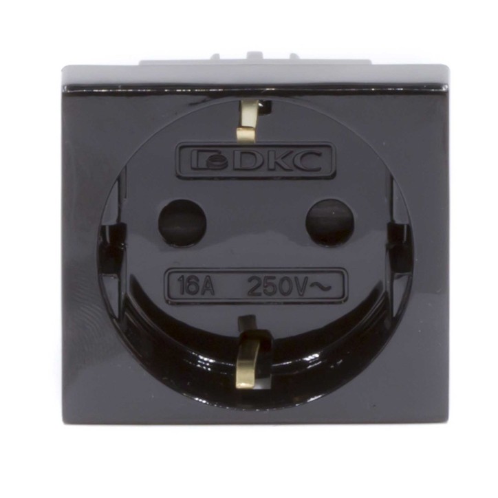 Розетка силовая 2Р+Е со шторками Viva 2 модуля черный Розетка силовая 2Р+Е со шторками Viva 2 модуля черный