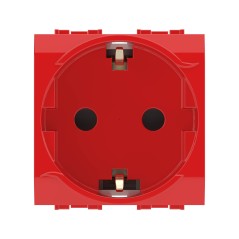 BRAVA Розетка 2 модуля с заземлением со шторками красная (10 шт)