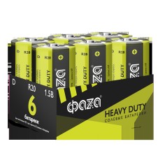 Элементы питания солевые R20 (D) ФАZА Heavy Duty (6 шт. в упаковке)