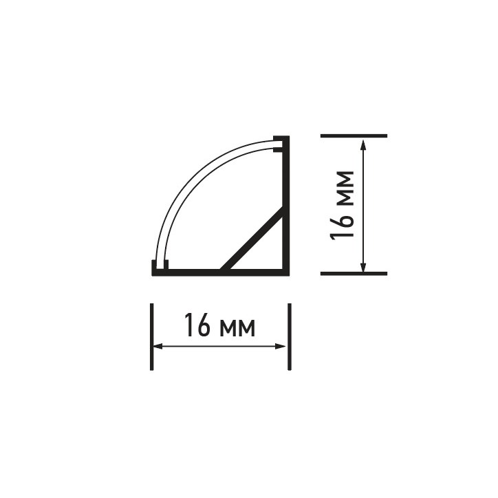 Профиль PAL 1616 (комплект) угловой 2м анодированный для светодиодной ленты