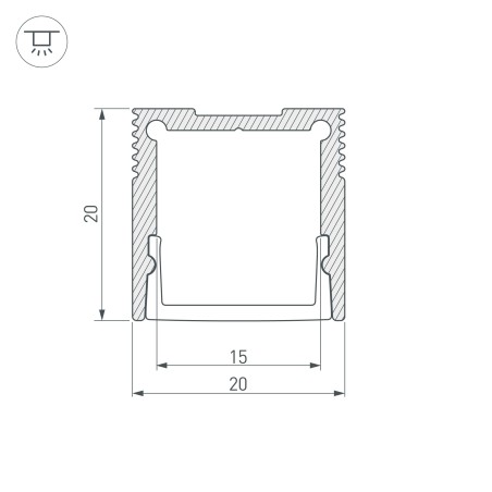 Профиль SL-SLIM20-H20-2000 ANOD (ARL, Алюминий)