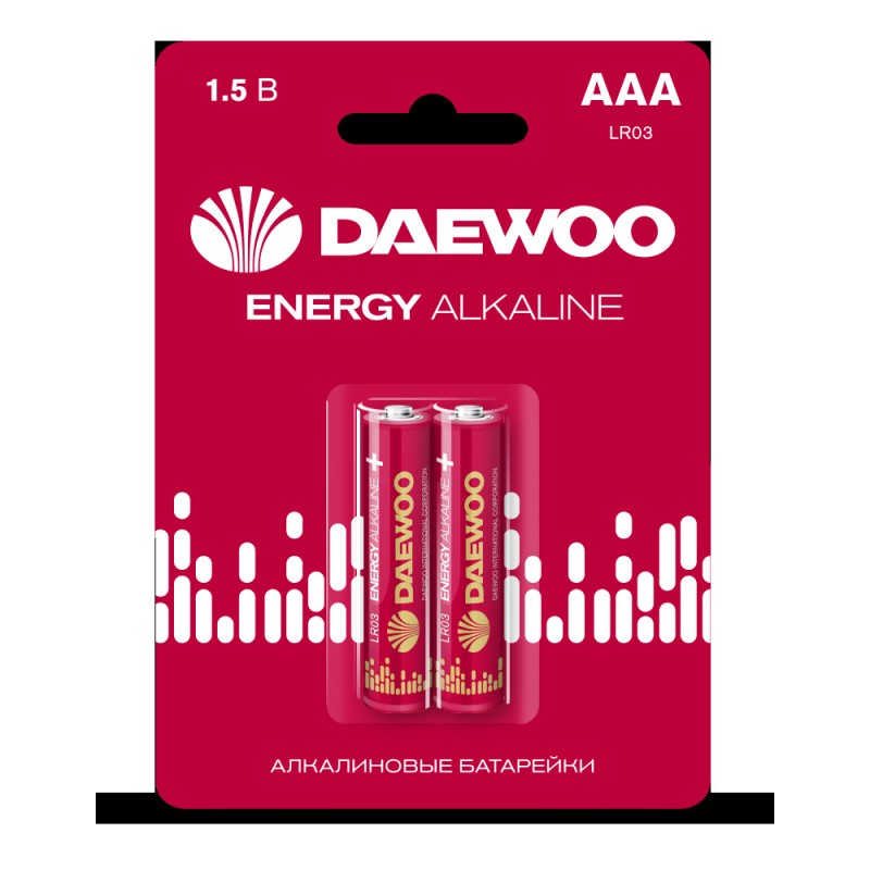 Элемент питания LR03 (AAА) DAEWOO Energy Alkaline блистер, 2 шт.