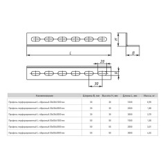 Профиль перфорированный L-образный 30х30х2000мм
