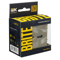 BRITE Розетка USB A+C 18Вт РЮ11-1-БрШ шампань