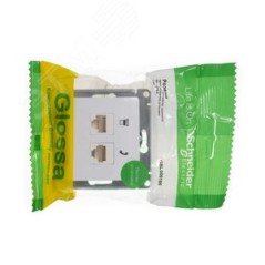 GLOSSA РОЗЕТКА двойная RJ11+RJ45. кат.5E. механизм. БЕЛЫЙ