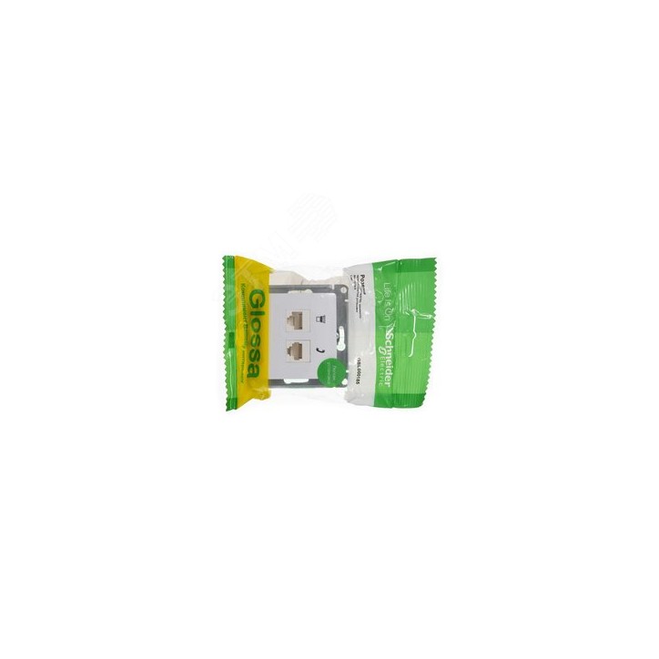 GLOSSA Розетка телефон/компьютер RJ11+RJ45 категория 5е в рамку белая