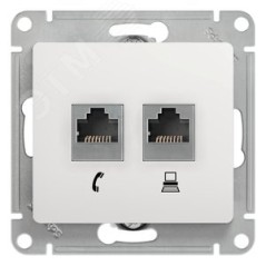 GLOSSA РОЗЕТКА двойная RJ11+RJ45. кат.5E. механизм. БЕЛЫЙ