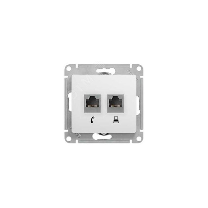 GLOSSA Розетка телефон/компьютер RJ11+RJ45 категория 5е в рамку белая