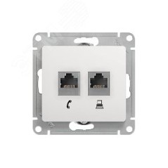 GLOSSA РОЗЕТКА двойная RJ11+RJ45. кат.5E. механизм. БЕЛЫЙ